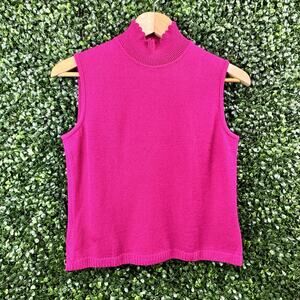 St. John Sport by Marie Gray Pink fuchsia  Wool Blend Sweater Vest Turtleneck